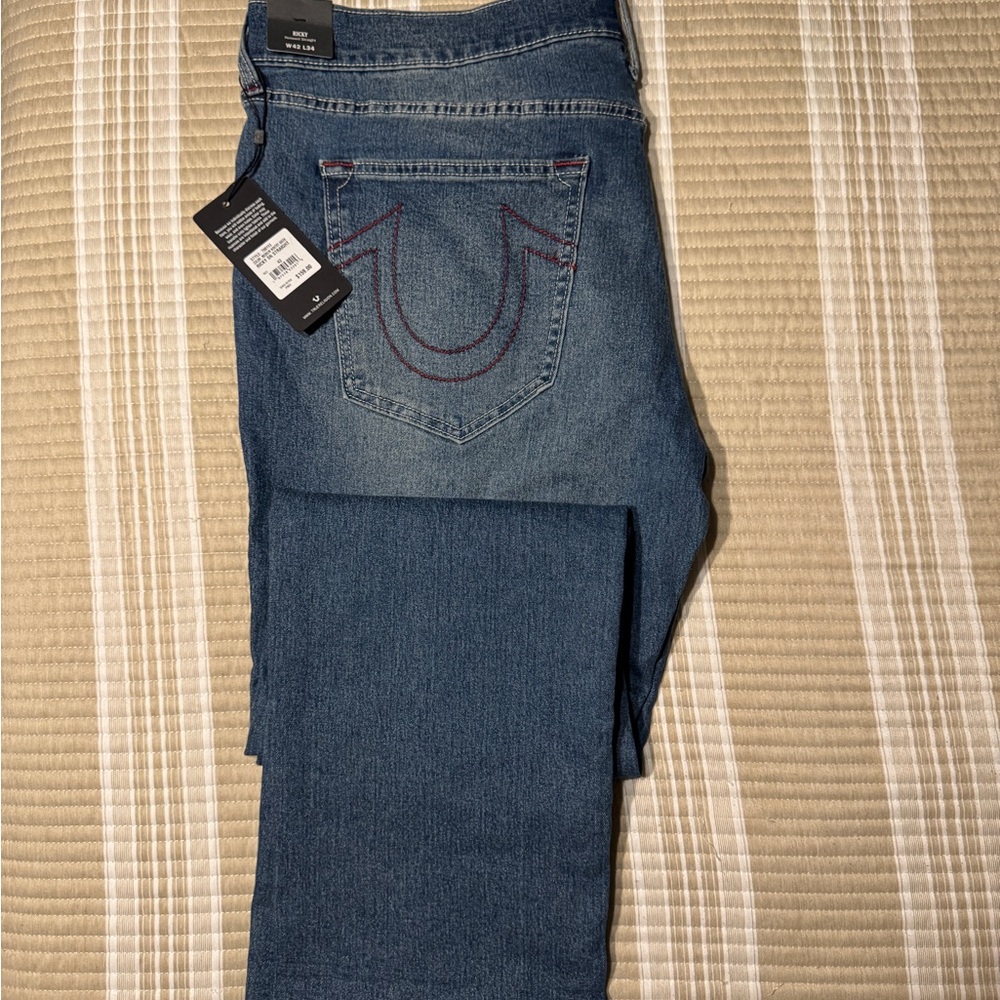 True Religion Ricky Indigo Denim with Red Stitching